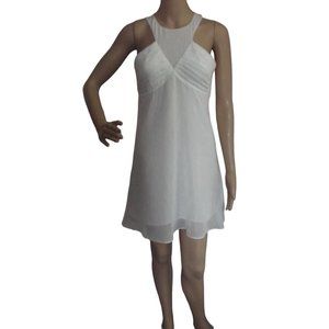 BCBGeneration 0 Empire Waist White Iridescent Gauze Halter Racerback Dress xs